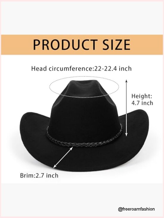 Studded Pinched Cowboy Hat with Belt Buckle Wide Brim Fedora main image 6